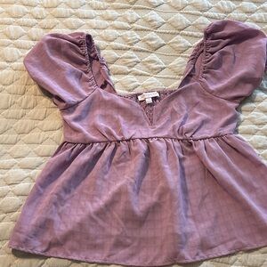 Elegant Mauve Puff Sleeve Blouse